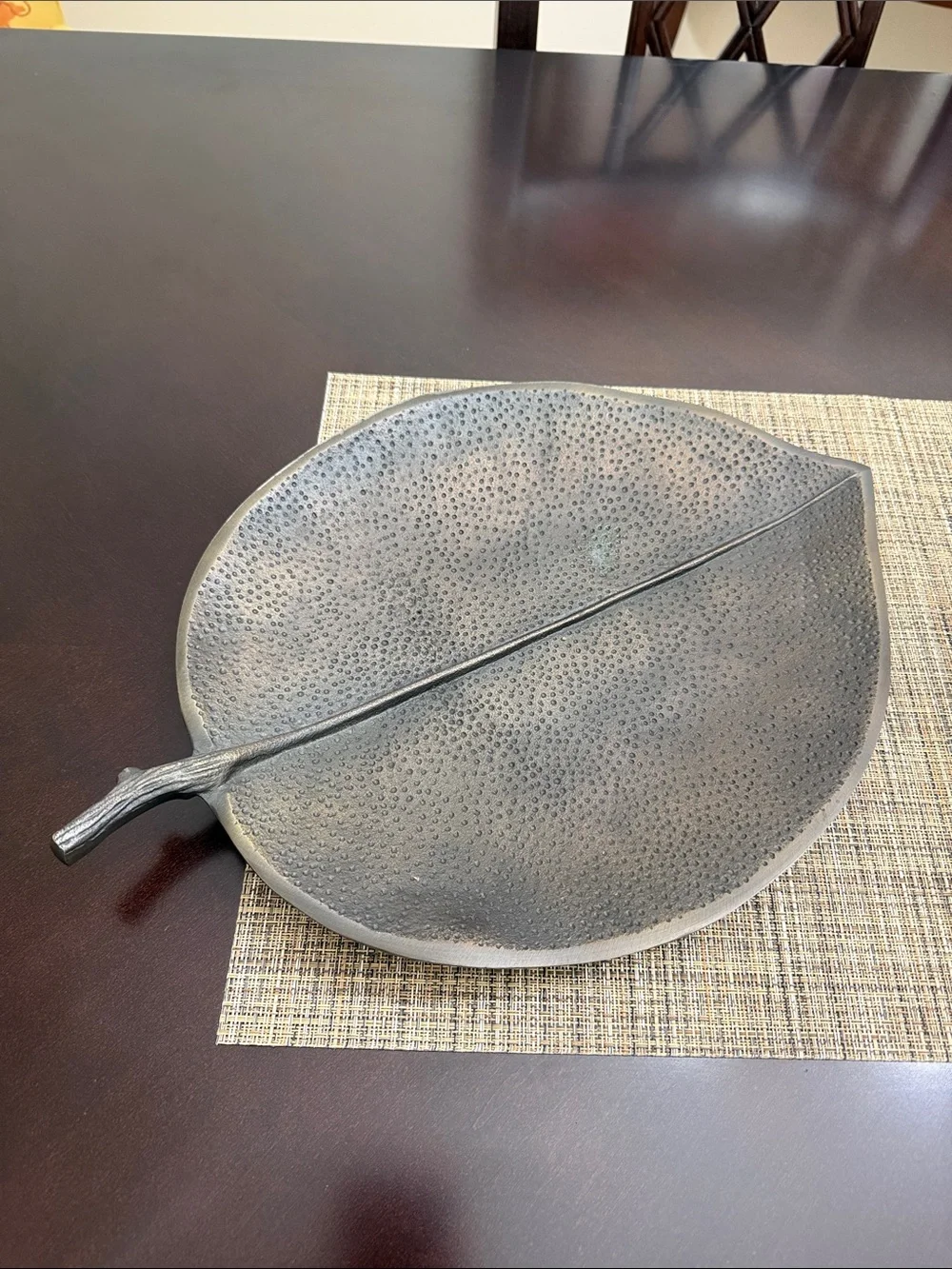 Crate and Barrel decorative metal leaf tray